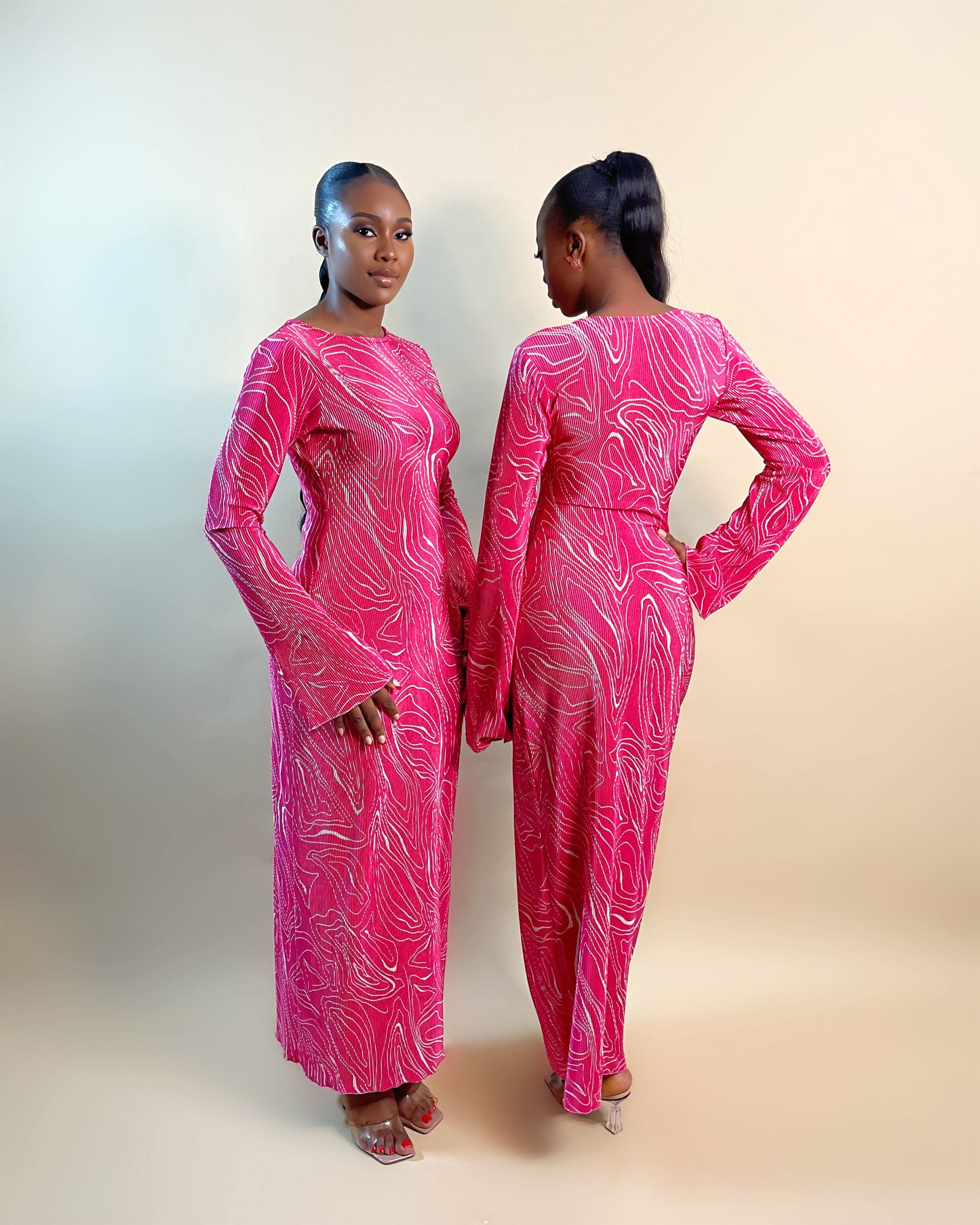 Fara Maxi Dress (Fuchsia Lineart)