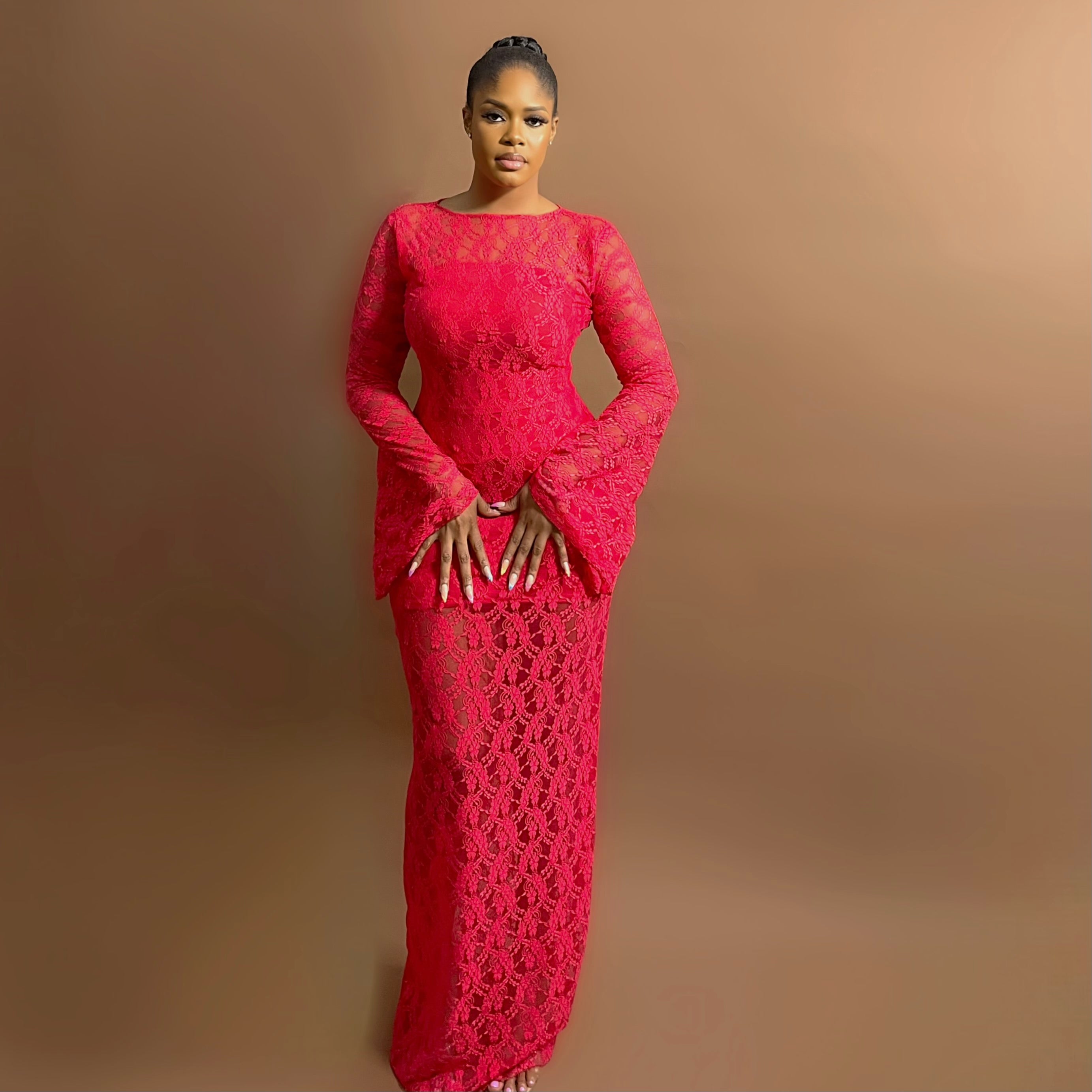 Sade Lace Dress (Crimson Vine) – The Rail Clothing Nigeria