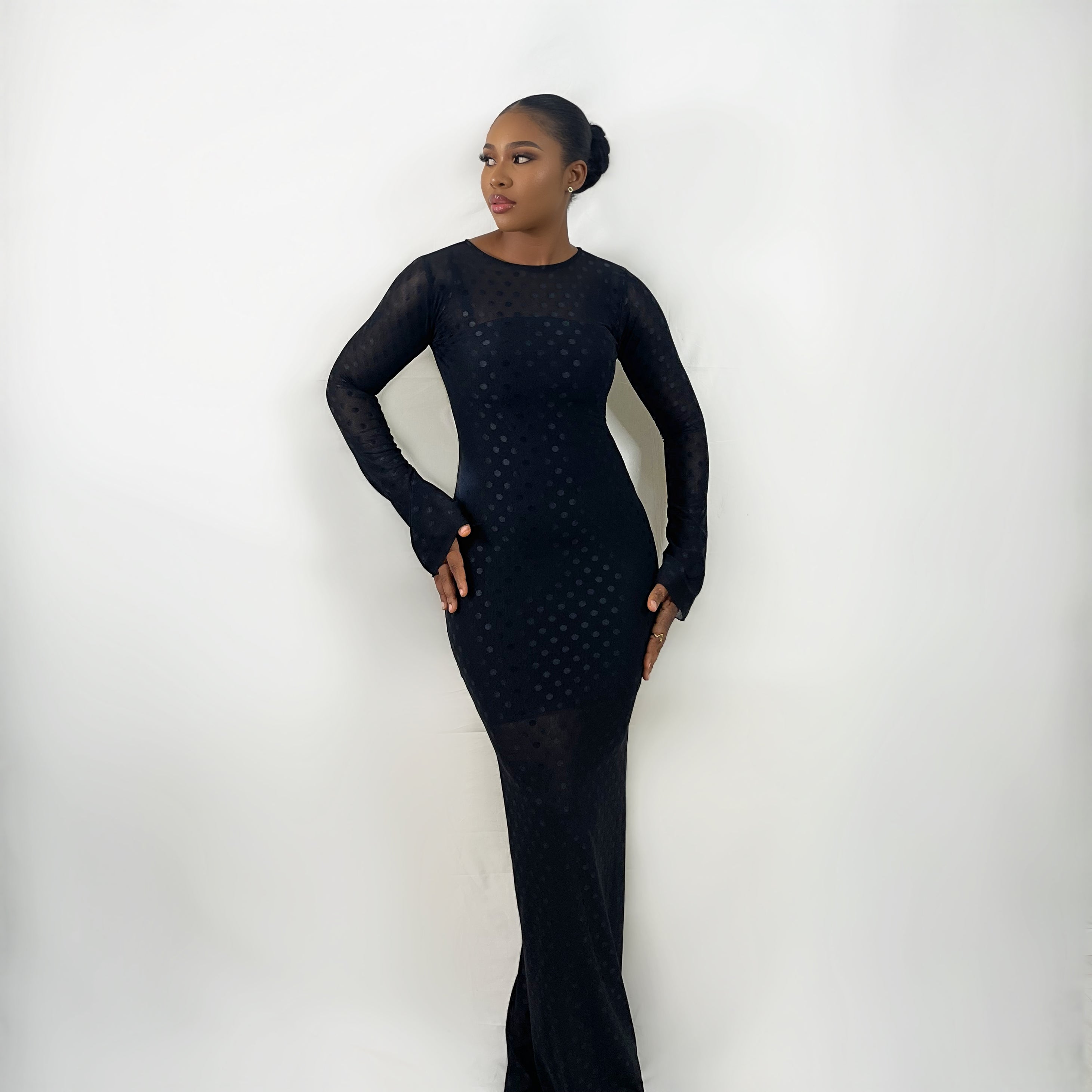 Sade Mesh Dress (Black Polka Dot)
