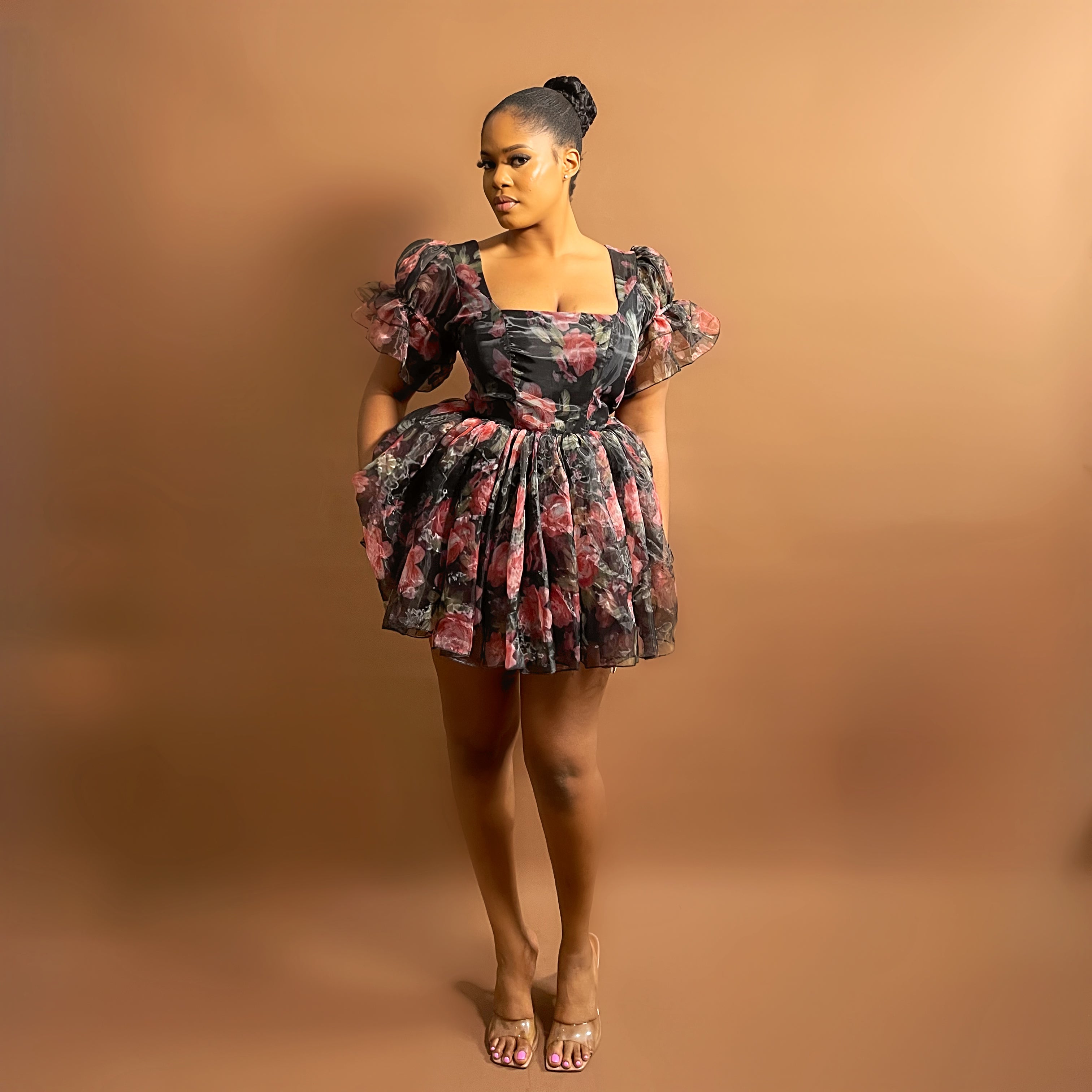 Tito Mini Dress (Midnight Petals)