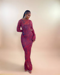 Sade Mesh Dress (Red & Black)