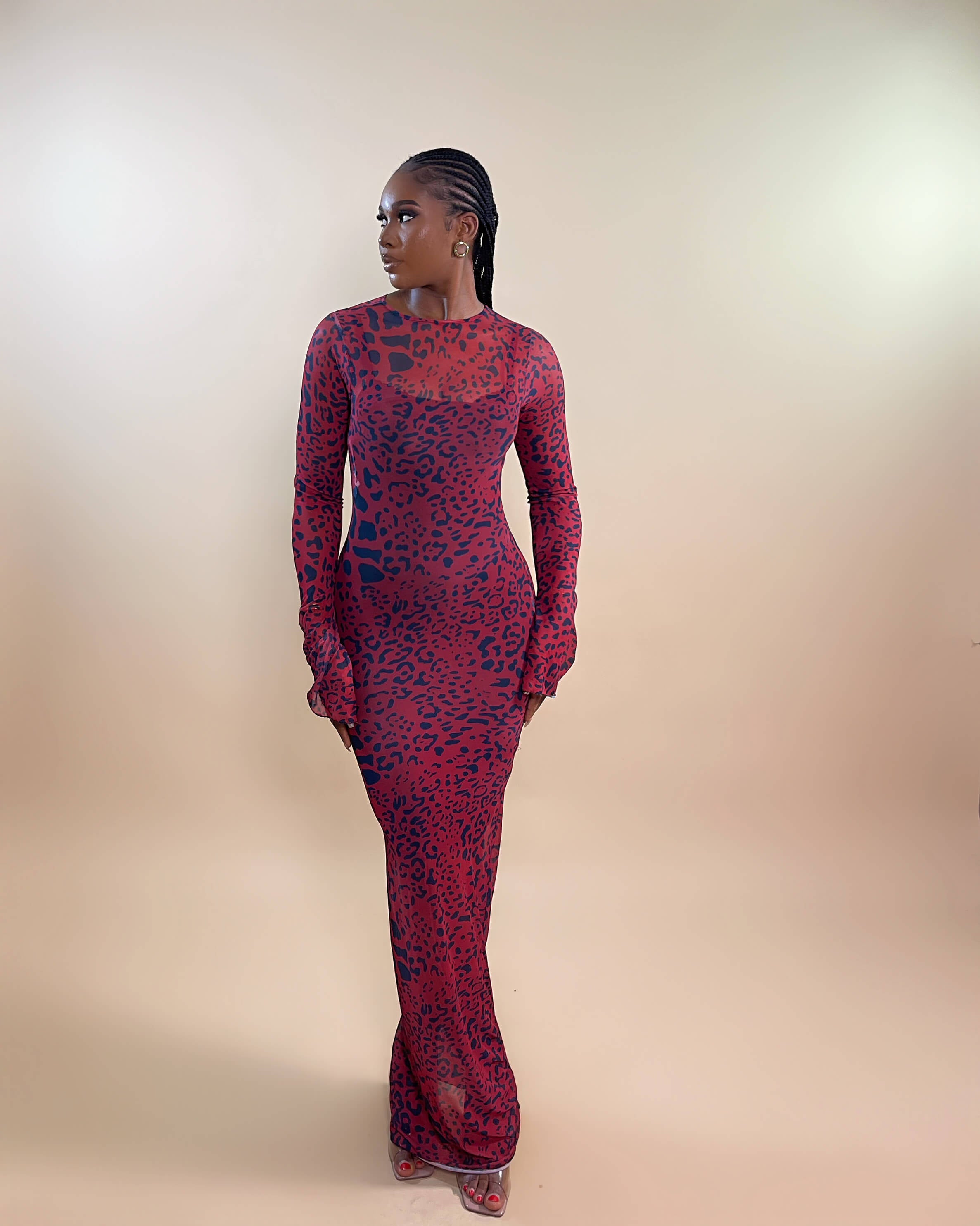 Sade Mesh Dress (Red & Black)