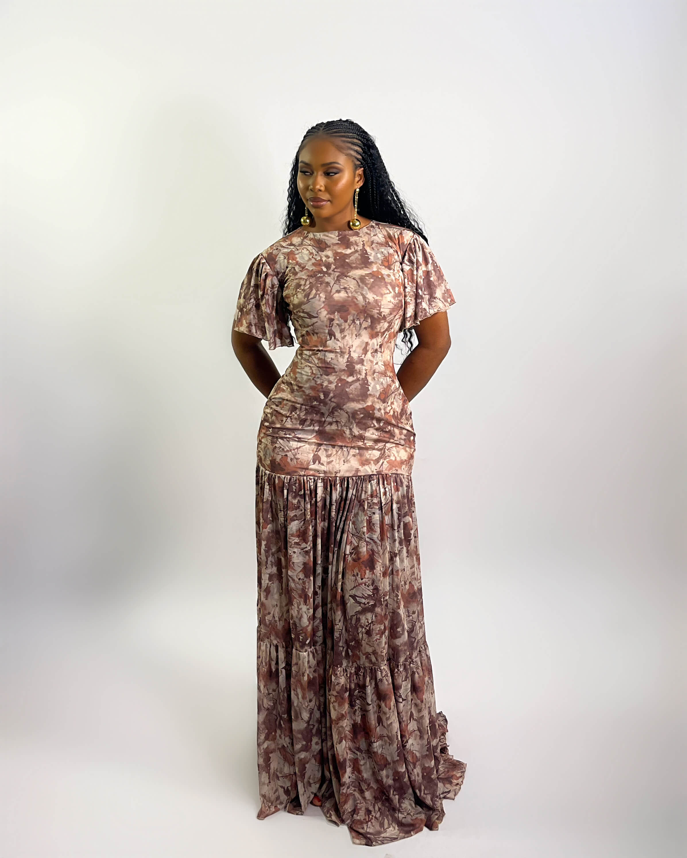 Hera Dress (Cocoa Marble)
