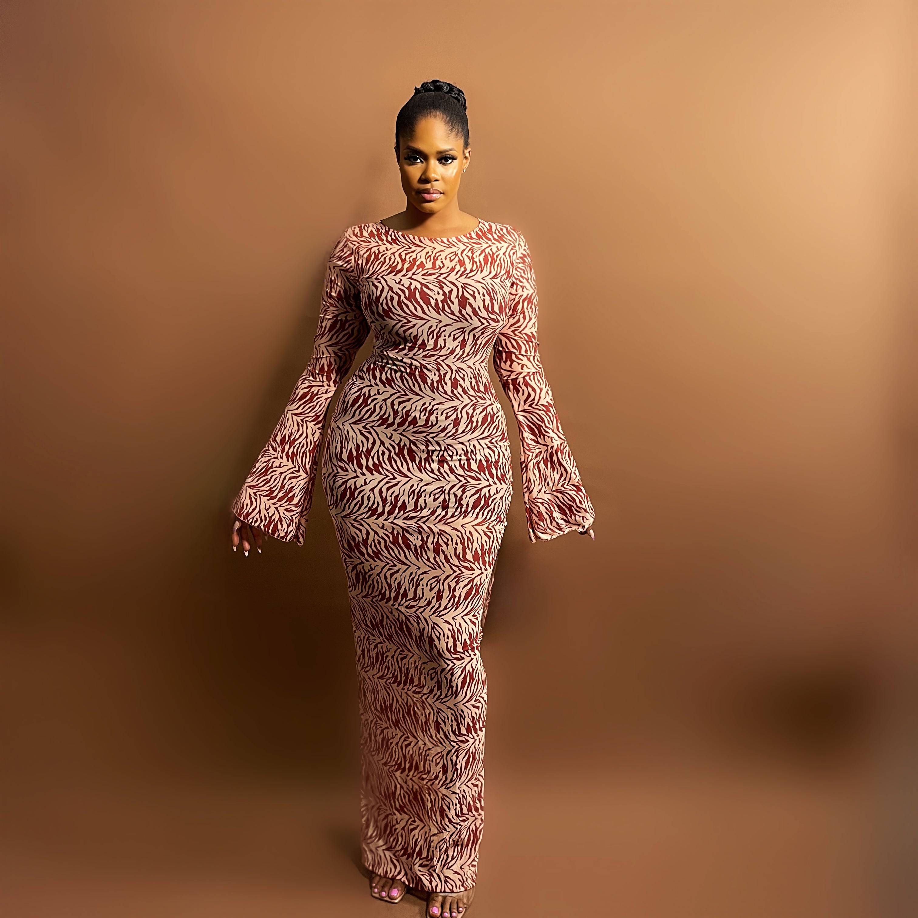 Sade Mesh Dress (Zebra Print)