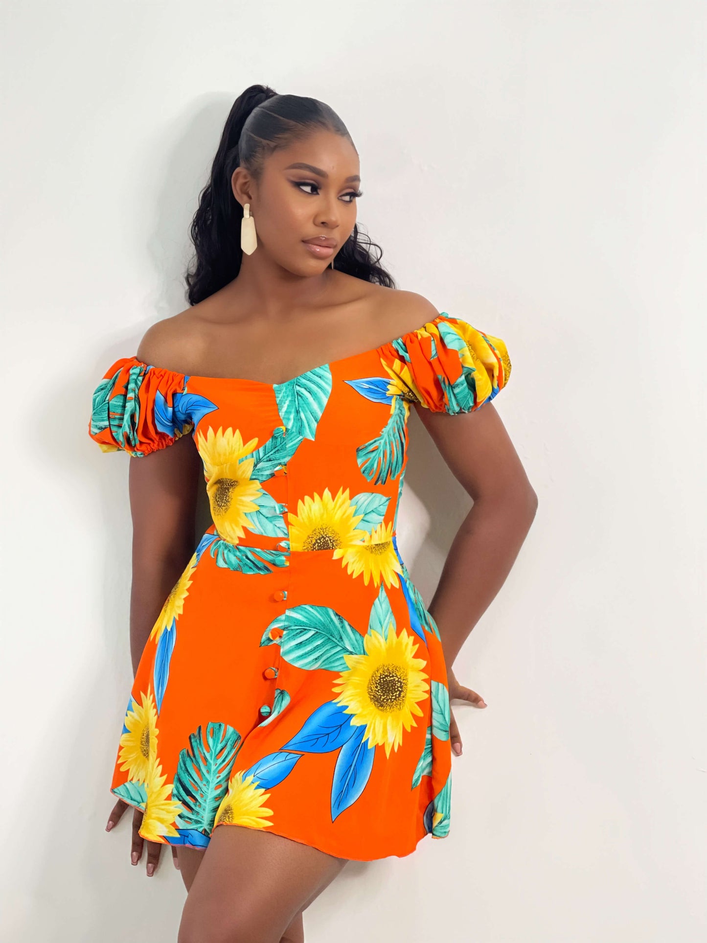 Brisbane Mini Dress (Tropical Sunset)