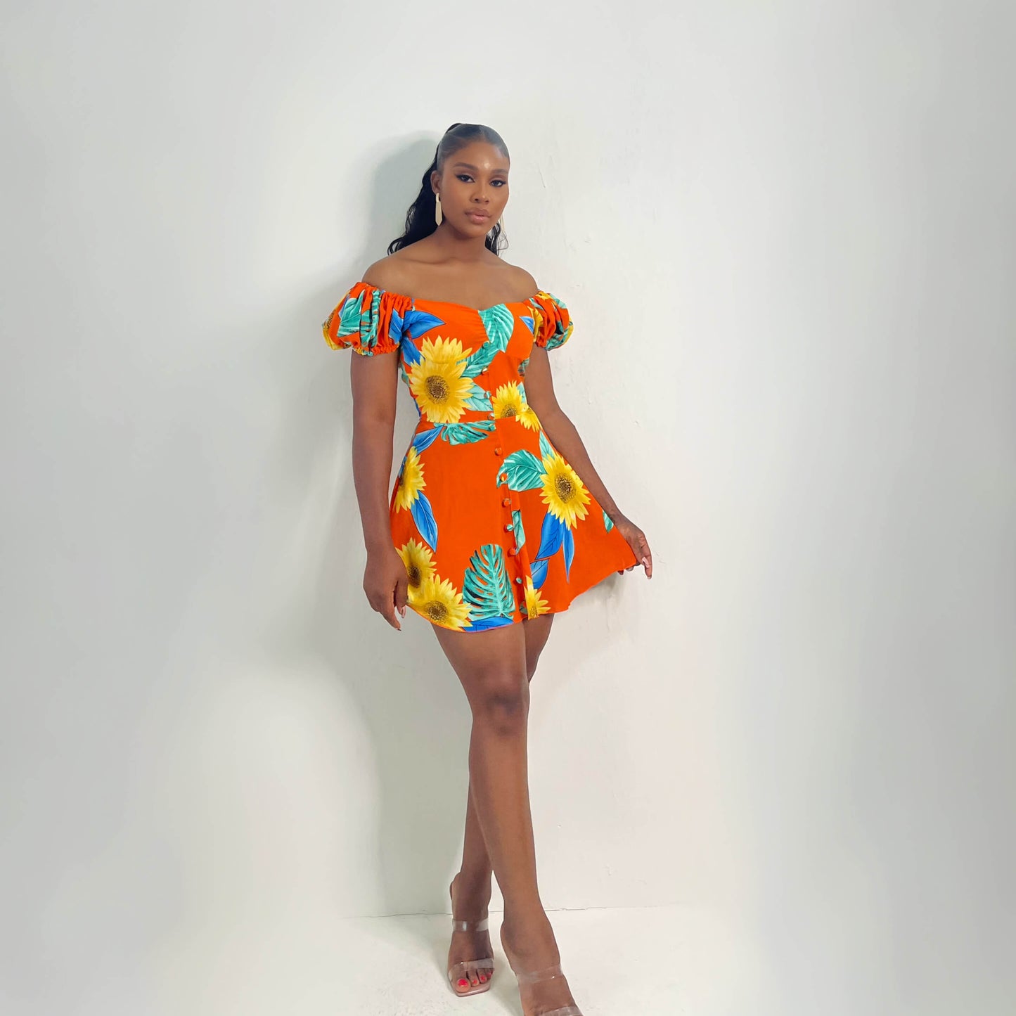 Brisbane Mini Dress (Tropical Sunset)