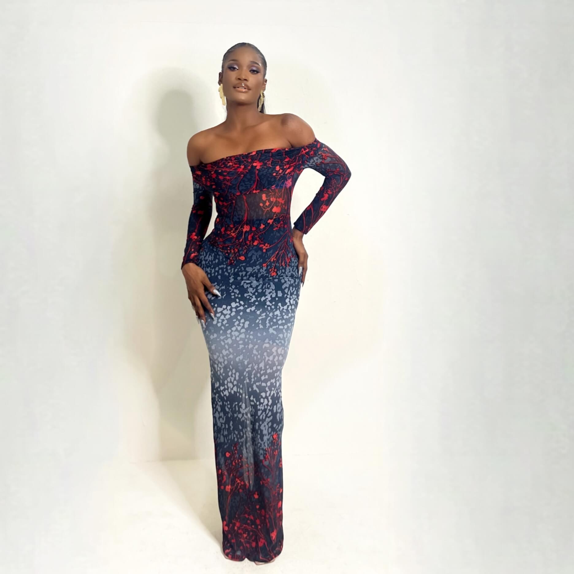 Tokyo Mesh Dress (Midnight Bloom)