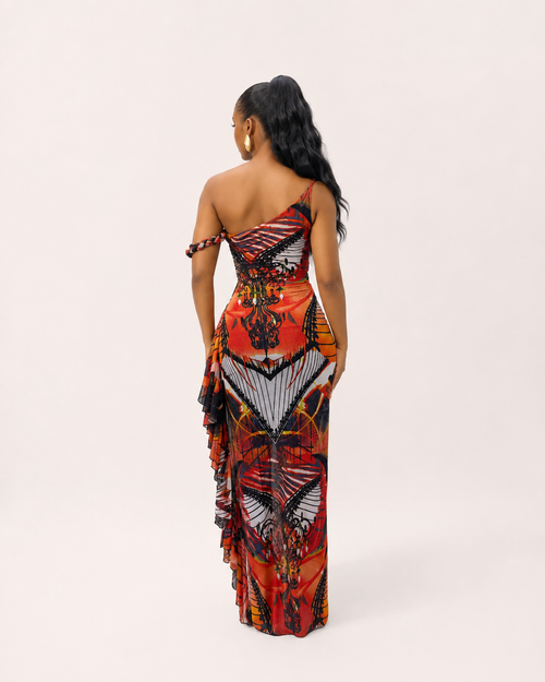 Solana Dress (Crimson Graffiti)