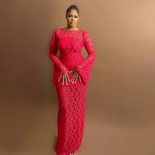 Sade Lace Dress (Crimson Vine)