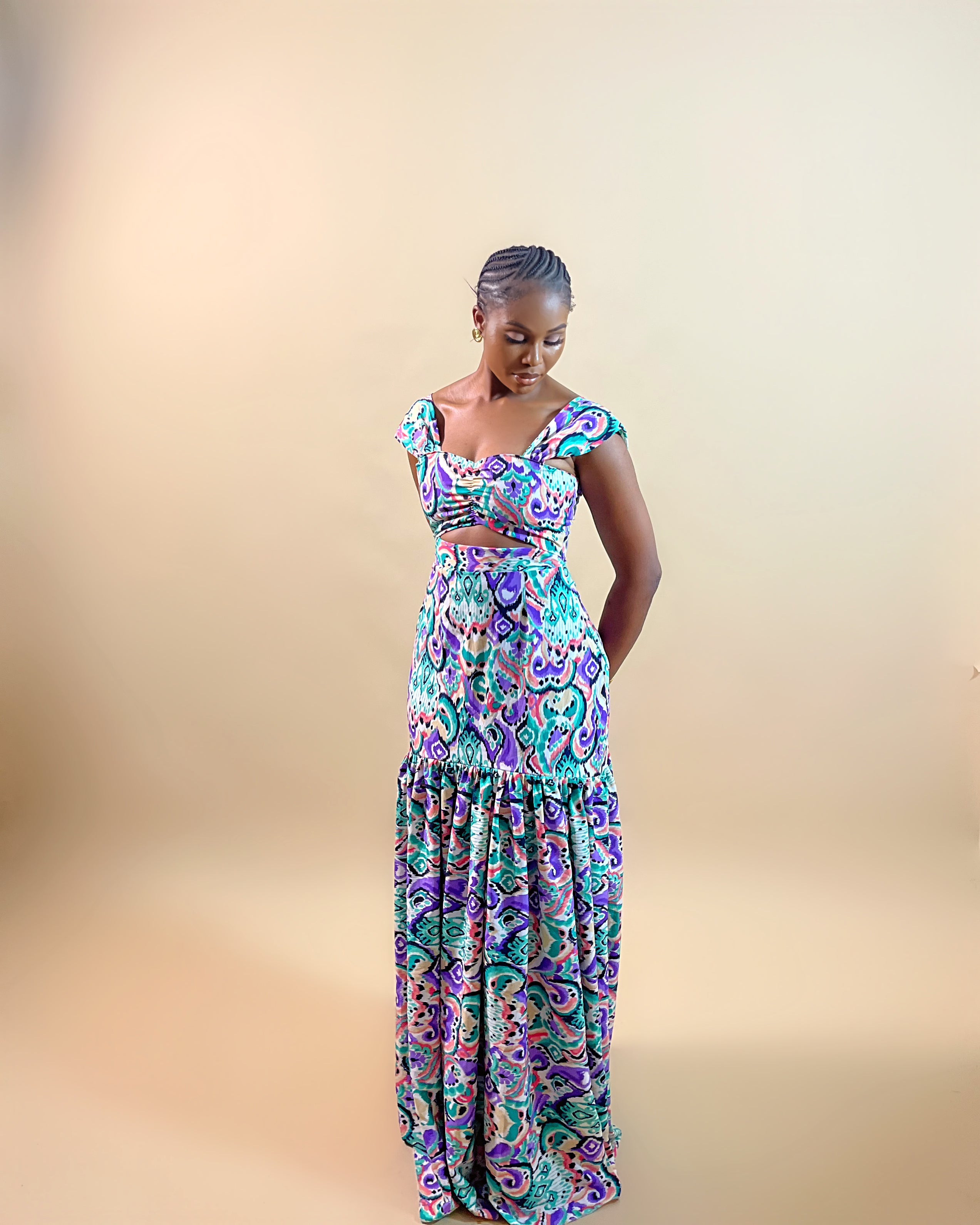 Blossom Maxi Dress (Aqua Lilac)