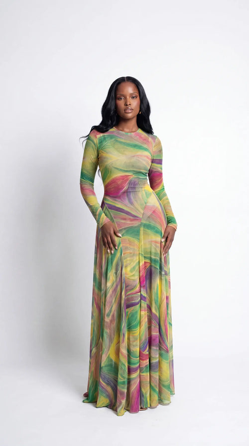 Ilaria Dress (Pastel Wave) - (Made To Order)