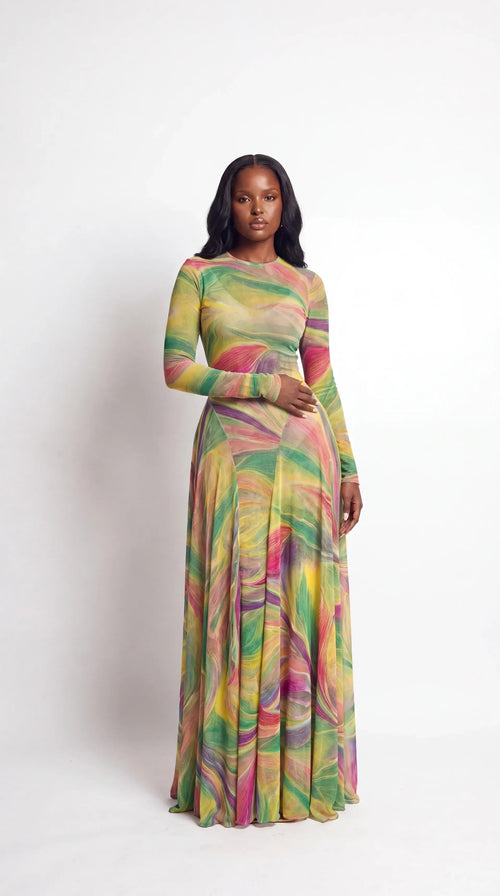 Ilaria Dress (Pastel Wave) - (Made To Order)