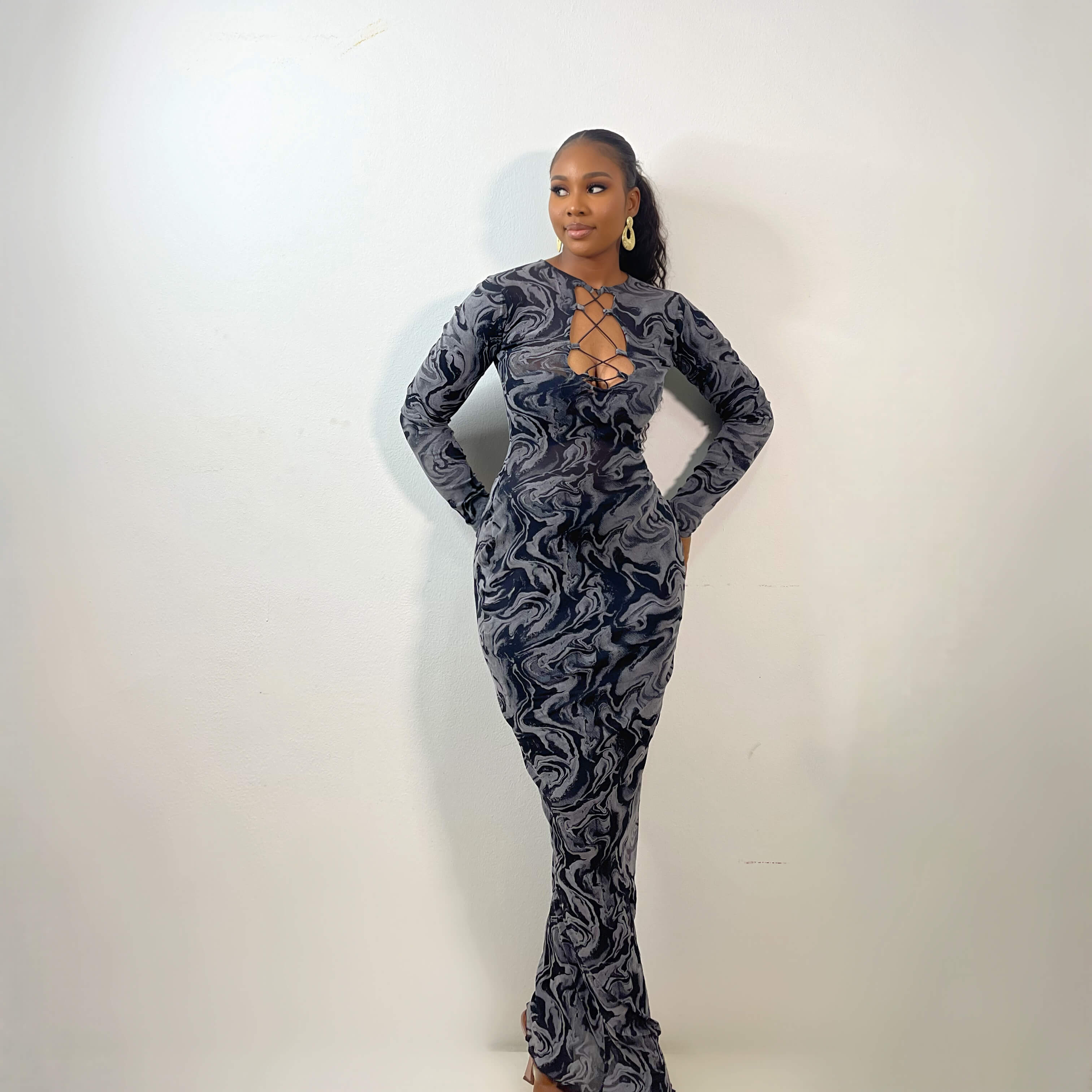 Nova Mesh Dress (Obsidian Swirl)