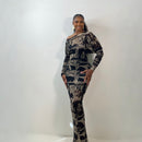 Lami Mesh Dress (Noir Strokes)