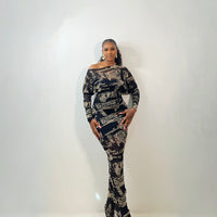 Lami Mesh Dress (Noir Strokes)