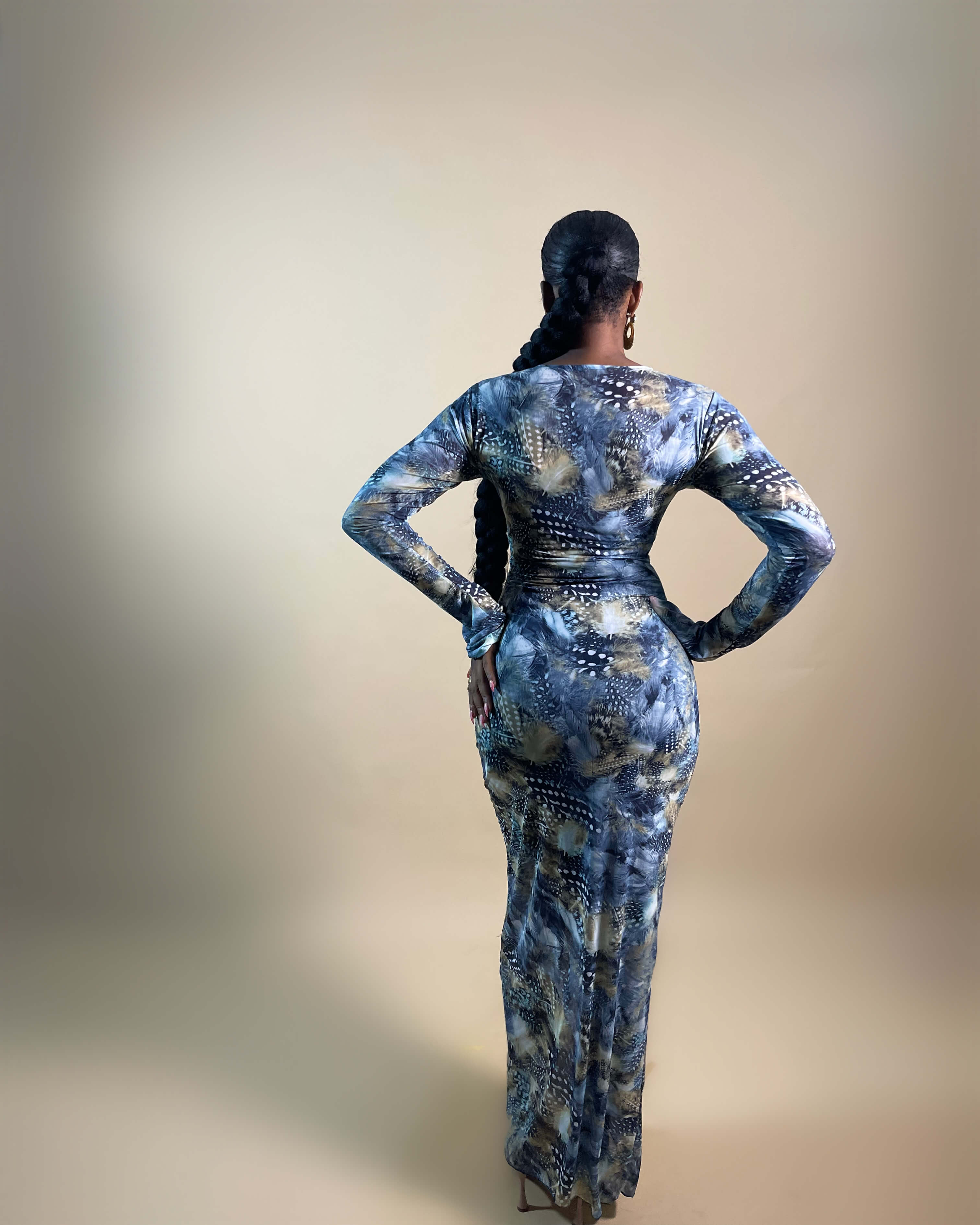 Derin Mesh Dress (Blue Feather)