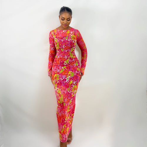 Sade Mesh Dress (Vivid Petals)