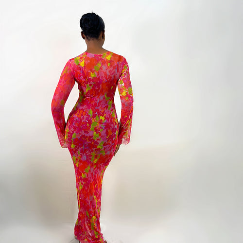 Sade Mesh Dress (Vivid Petals)