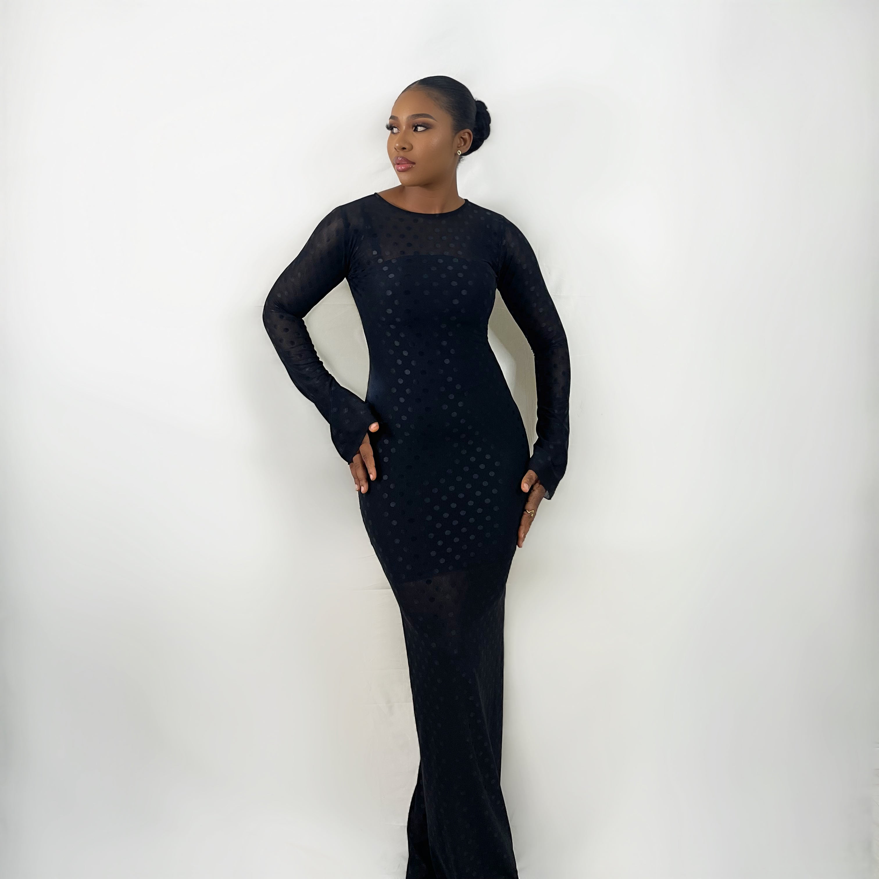Sade Mesh Dress (Black Polka Dot)