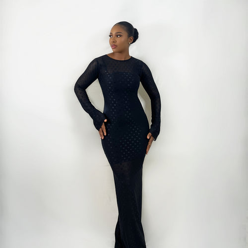 Sade Mesh Dress (Black Polka Dot)