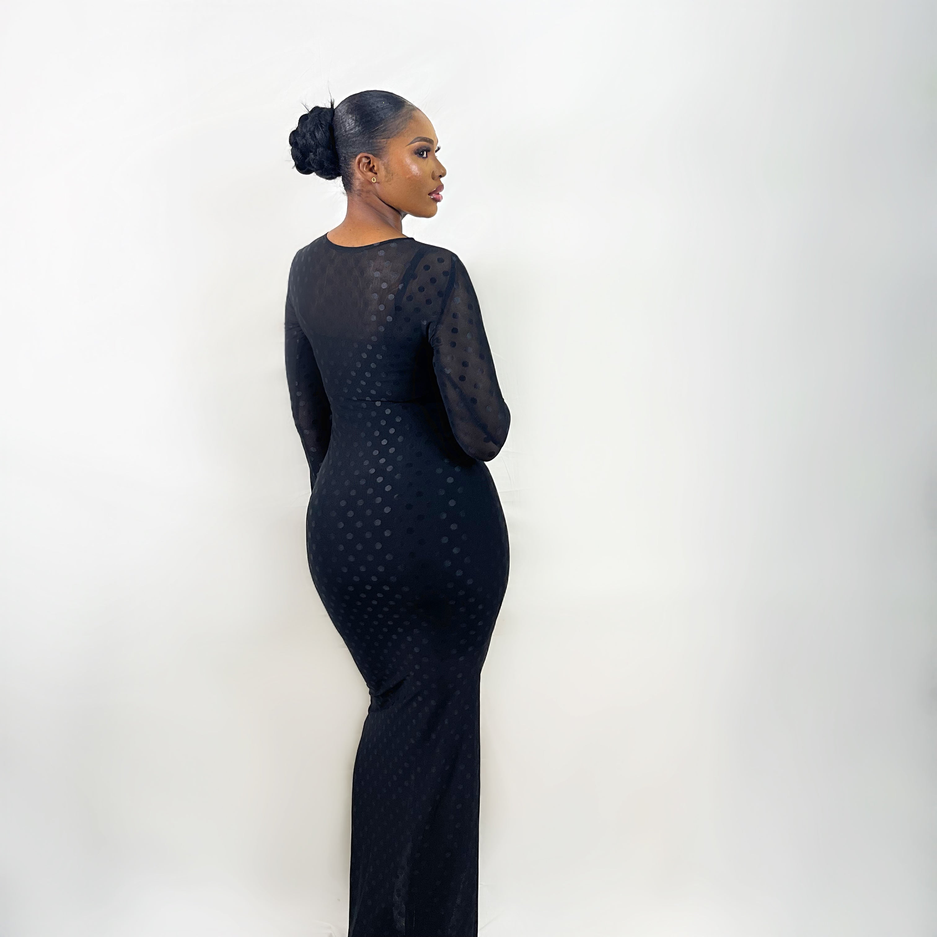 Sade Mesh Dress (Black Polka Dot)