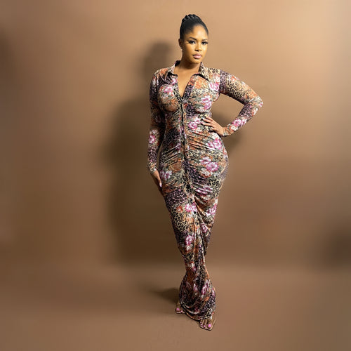 Opor Mesh Shirt Dress (Wild Flora)