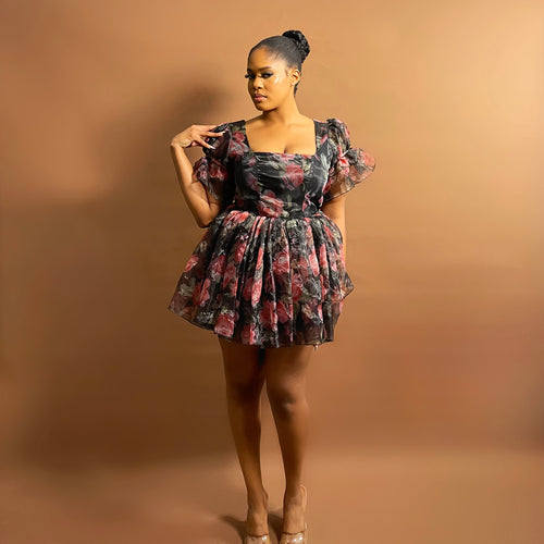 Tito Mini Dress (Midnight Petals)