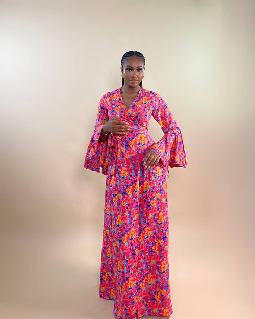 Gemma Wrap Dress (Tropical Bloom)