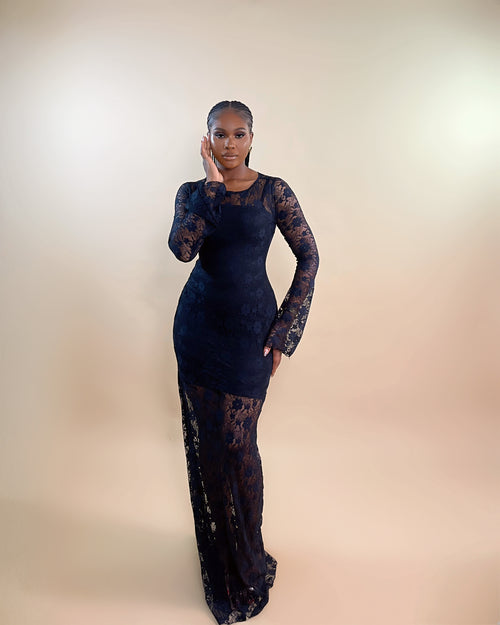 Sade Lace Dress (Midnight Bloom)