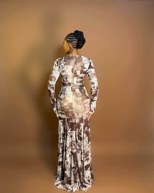 Zara Mesh Dress (Earth Strokes)