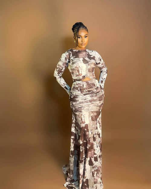 Zara Mesh Dress (Earth Strokes)