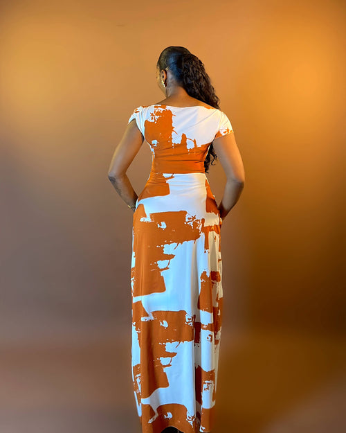 Elodie Dress (Terracotta Splash)