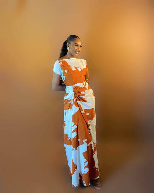 Elodie Dress (Terracotta Splash)