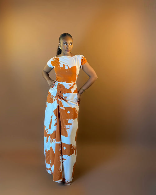 Elodie Dress (Terracotta Splash)