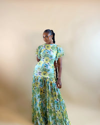 Hera Dress (Green Floral Print)