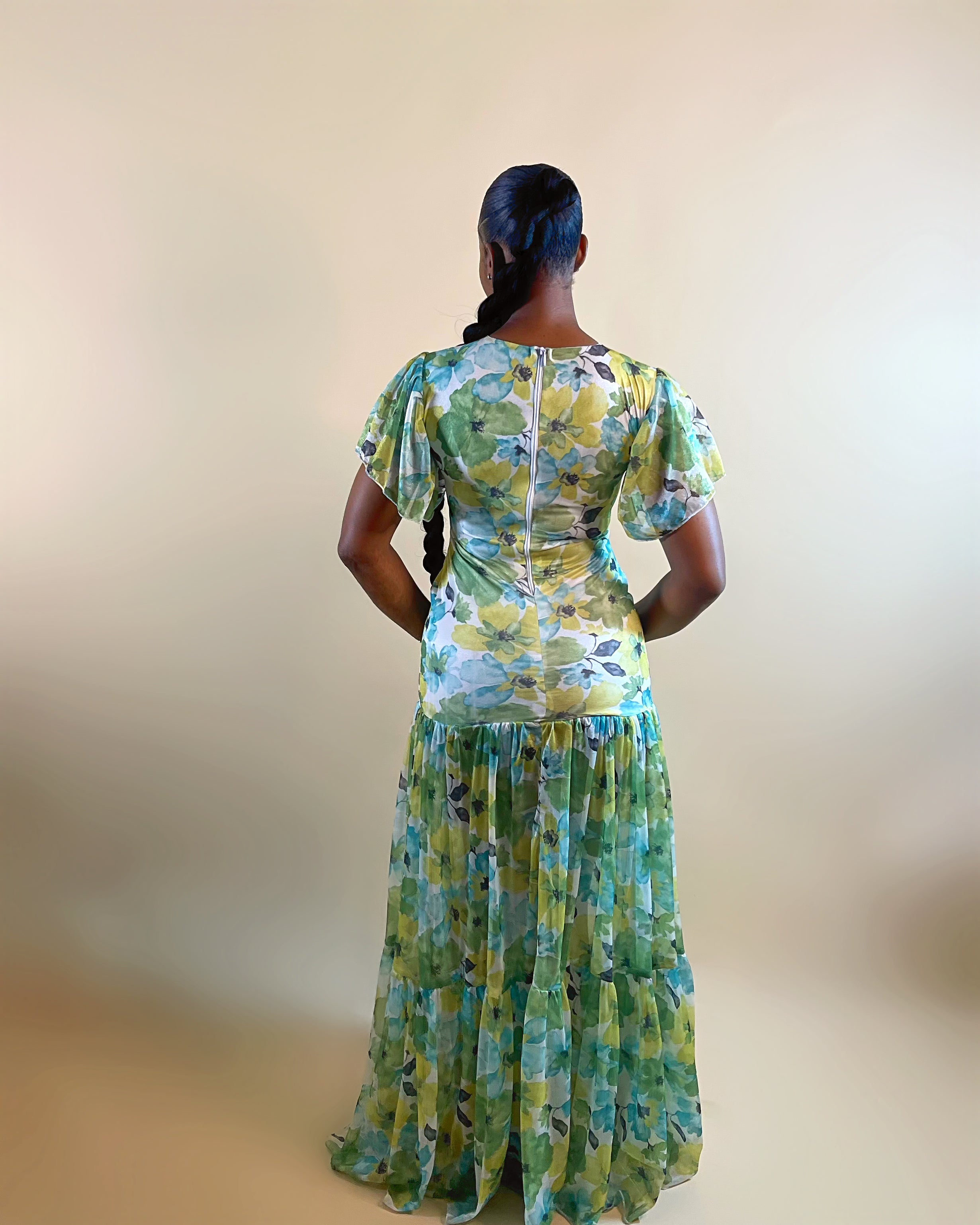 Hera Dress (Green Floral Print)