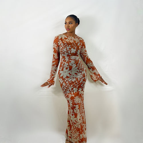 Sade Mesh Dress (Rust)