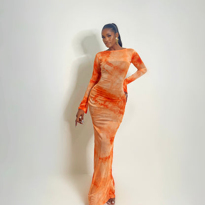 Sade Mesh Dress (Orange)