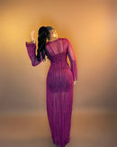 Tomi Dress (Wine Grid)