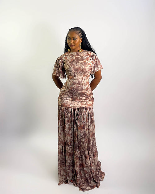 Hera Dress (Cocoa Marble)