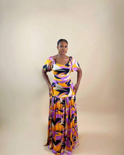 Adenike Maxi Dress (Bold Swirl)