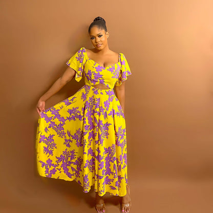 Sari Midi Dress (Sunset Petals)