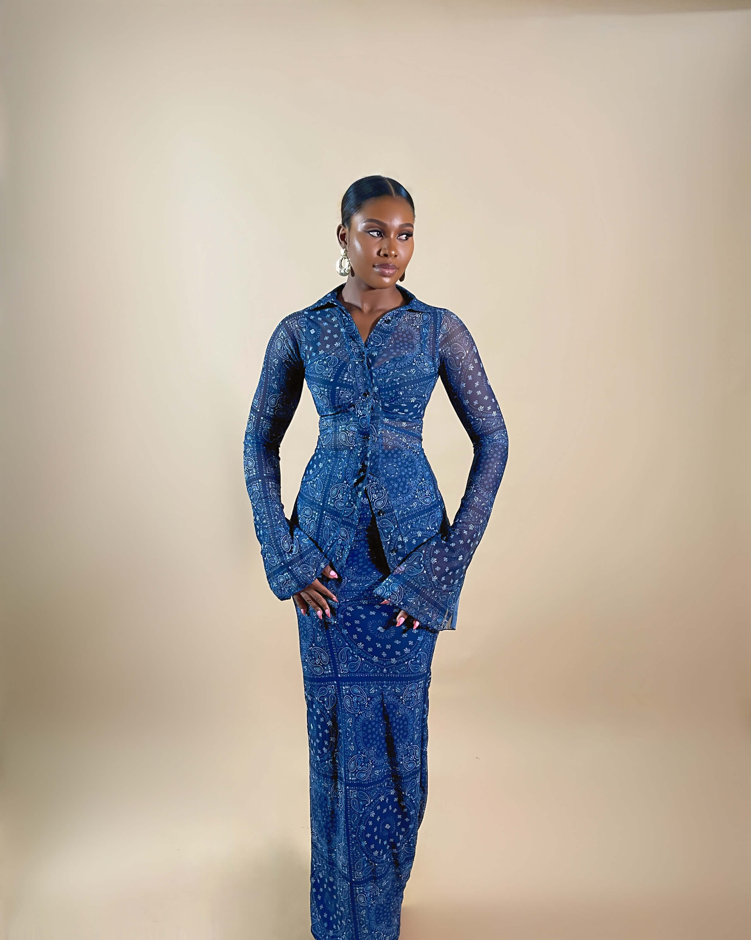 Goa Maxi Skirt Set (Paisley Indigo)