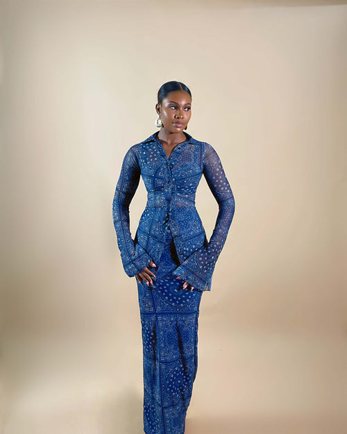 Goa Maxi Skirt Set (Paisley Indigo)