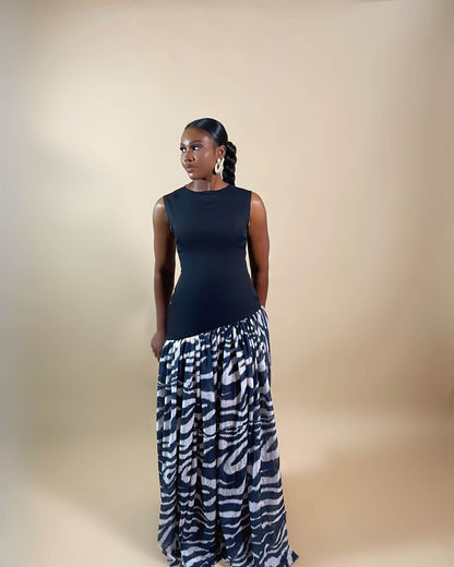 Rachel Maxi Dress (Zebra Noir)