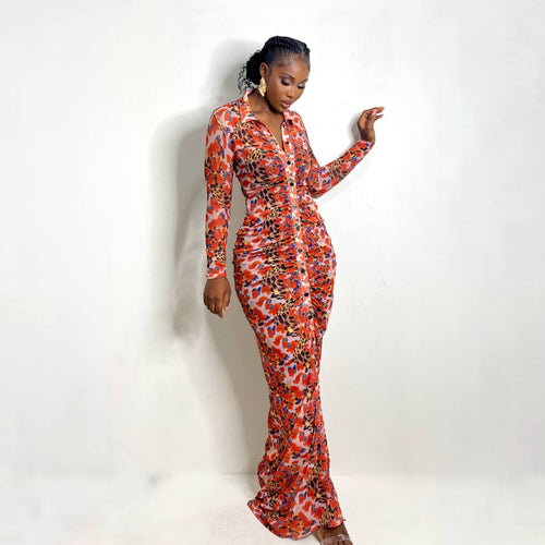 Opor Mesh Shirt Dress (Wild Ember)