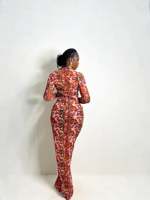 Opor Mesh Shirt Dress (Wild Ember)