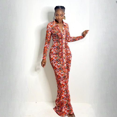 Opor Mesh Shirt Dress (Wild Ember)