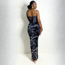 Shakara Mesh Corset Dress (Midnight Storm)
