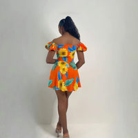 Brisbane Mini Dress (Tropical Sunset)